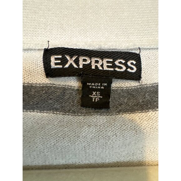 Express Womens Striped Open Cardigan XS 100% Cotton Gray/White - Picture 2 of 7